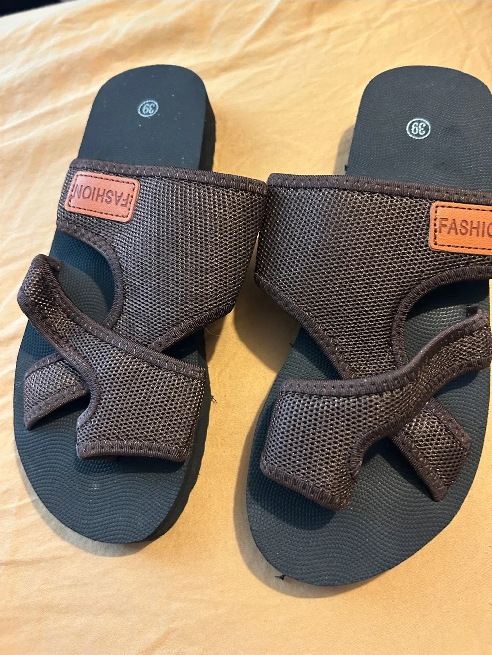 Brown Sandal Slides with Straps